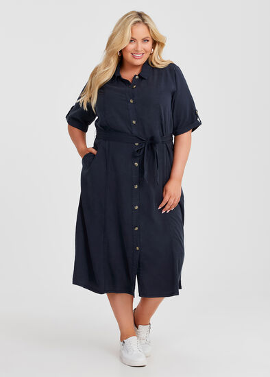 Plus Size Lyocell Button Through Dress
