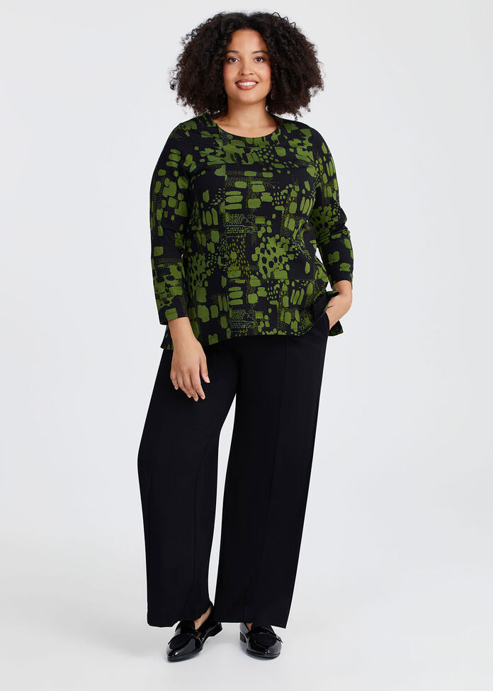 Natural Ava Abstract Top, BLACK/GREENERY, hi-res