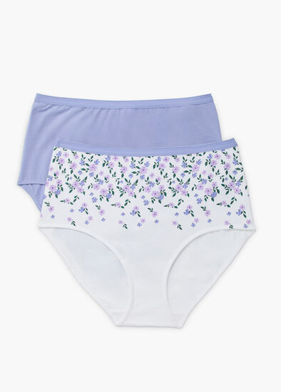 Plus Size 2 Pack Cotton Floral Briefs