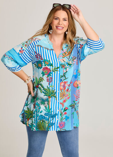 Plus Size Natural Oasis Stripe Tunic