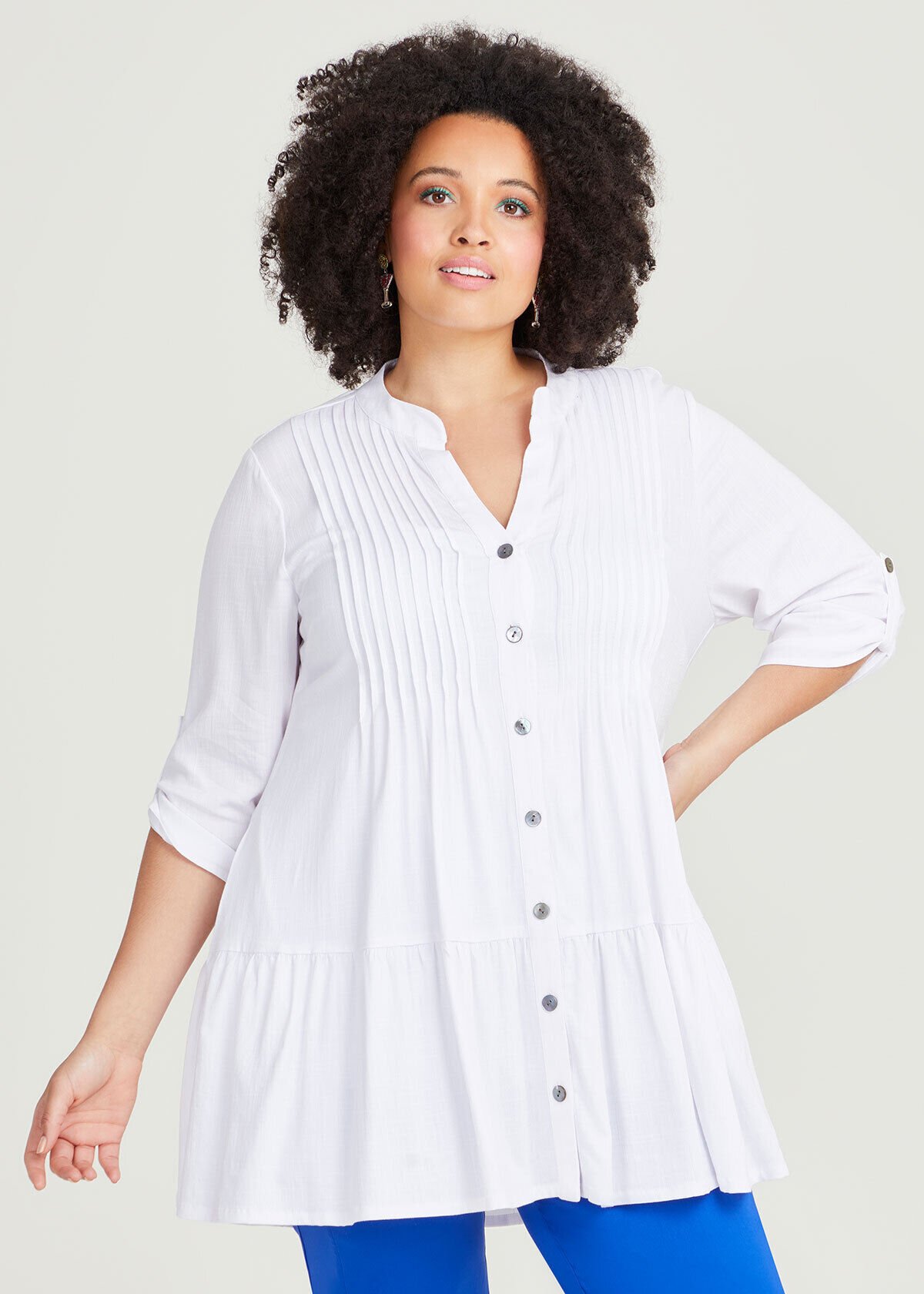 Shop Plus Size Natural Bianca Sequins Shirt in White Taking Shape AU