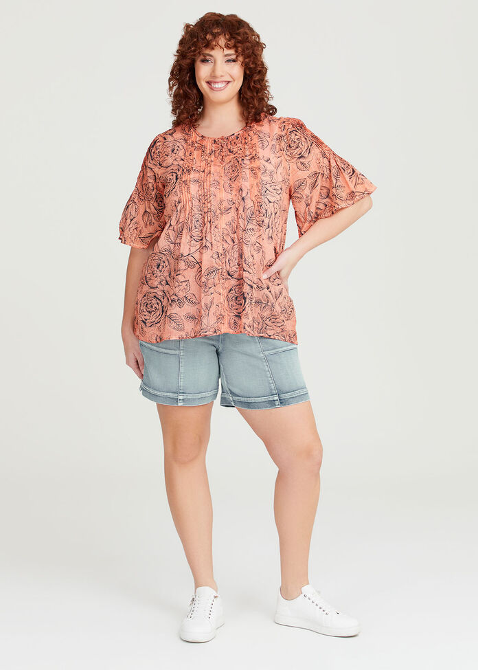 Cotton Tie Denim Short, , hi-res