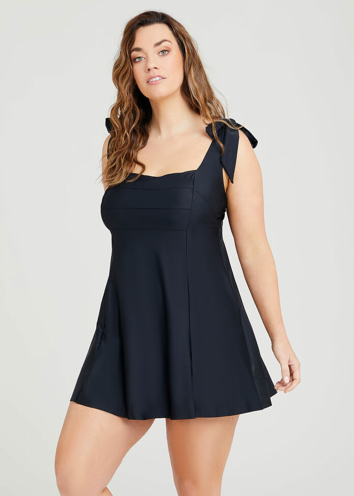 Shaping Square Neck Covered Hipster Swimsuit