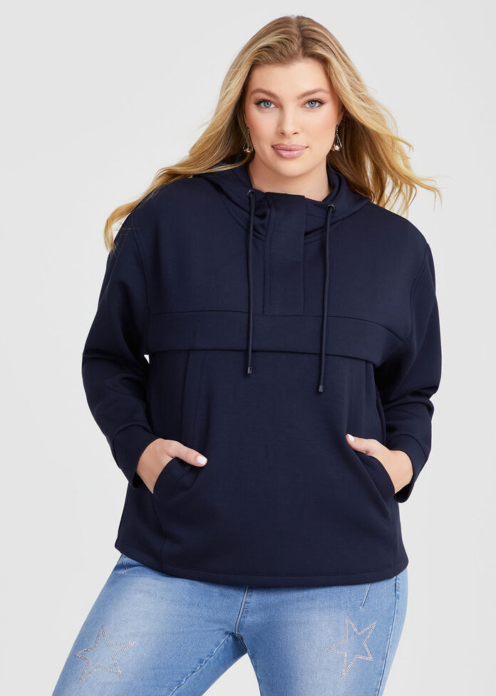 Plus Size Navy Hoodie: Modal Half-Zip Style Taking Shape AU