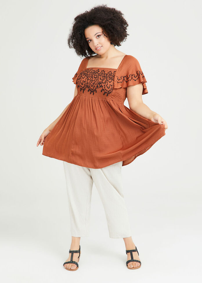 Vintage Luxe: Satin Paisley Tunic Top 75902