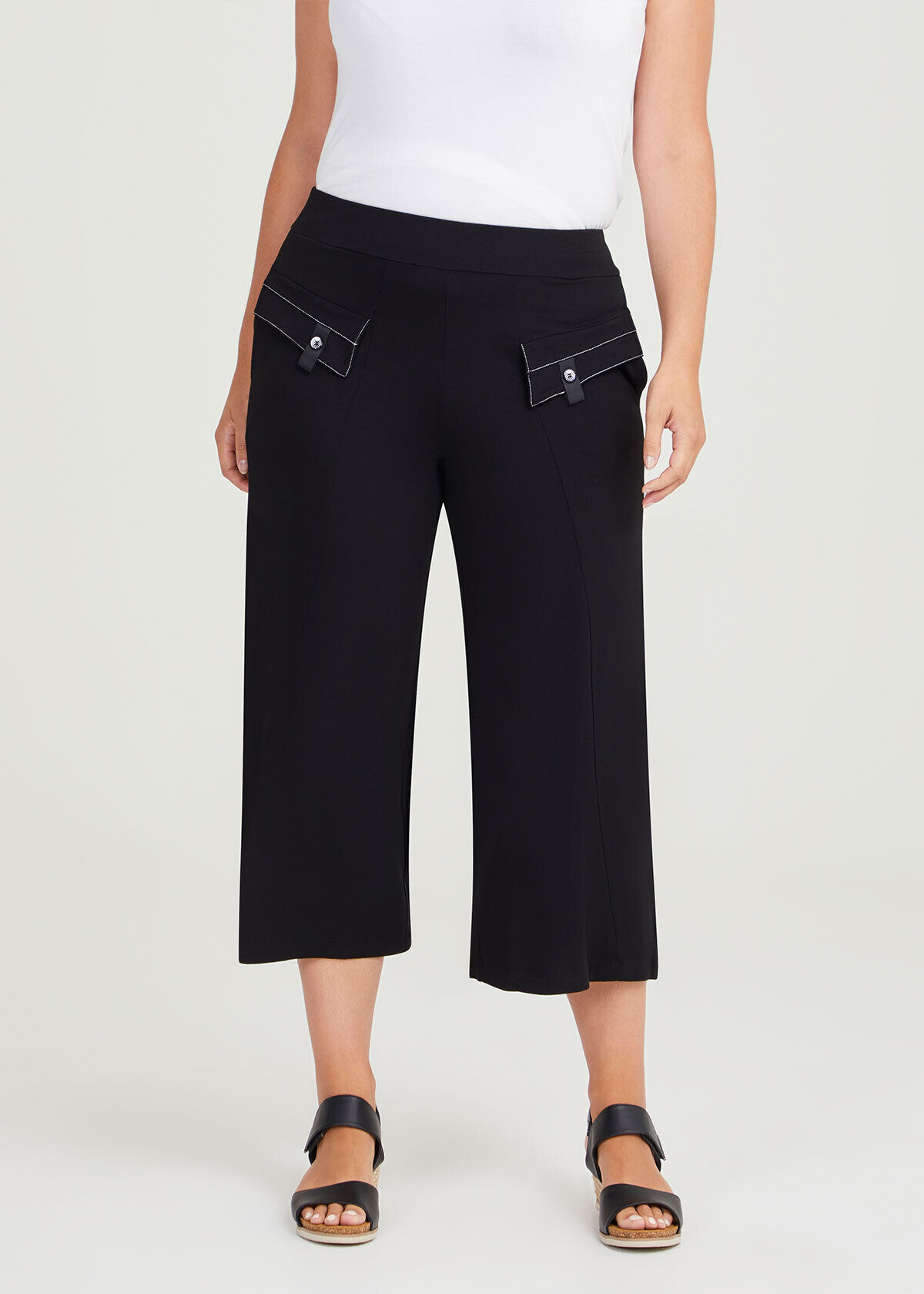 Plus size wide leg crop pants top