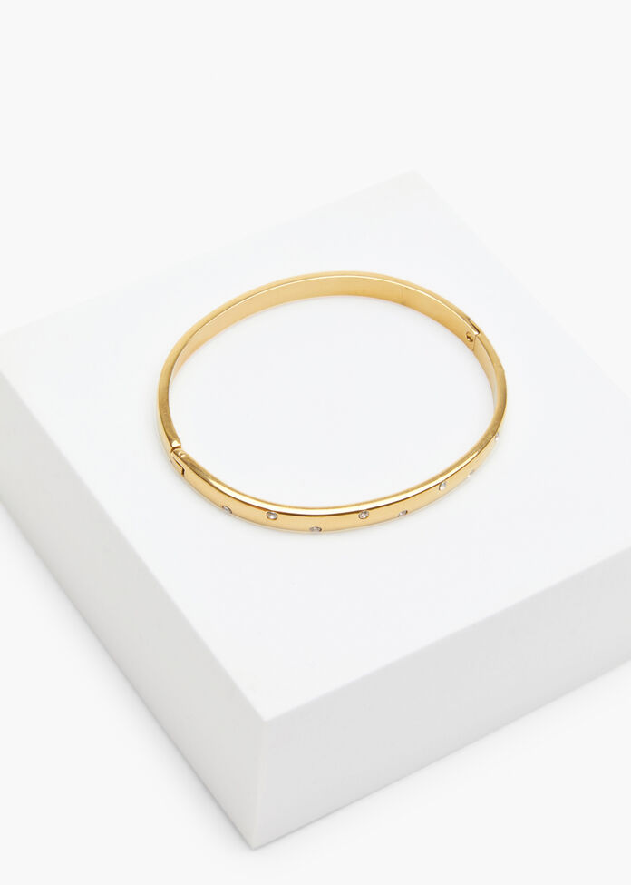 Thin Diamante Hinge Bangle, , hi-res