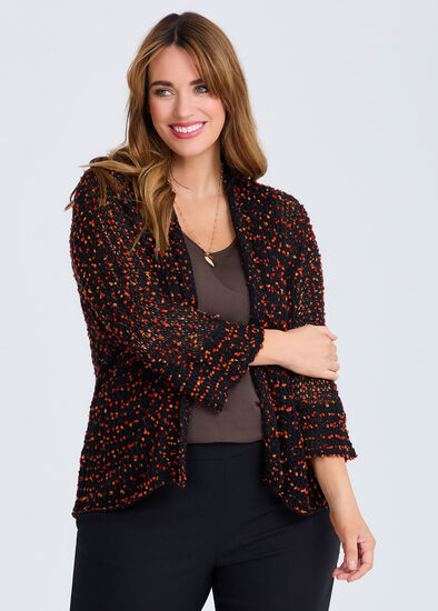 Plus Size Popcorn Pointelle Cardigan