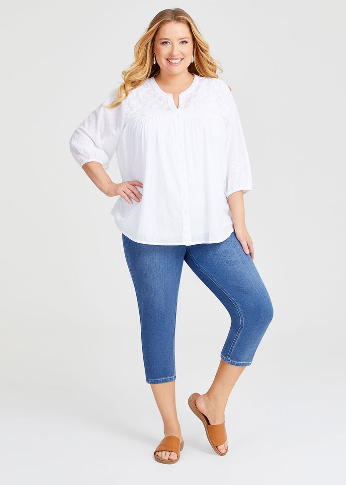 Cotton Embroidered Top, , hi-res