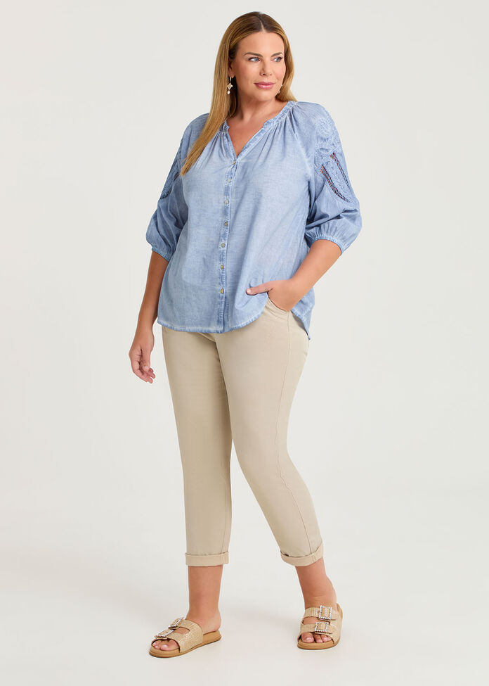 Cotton Cutout Detail Top, , hi-res
