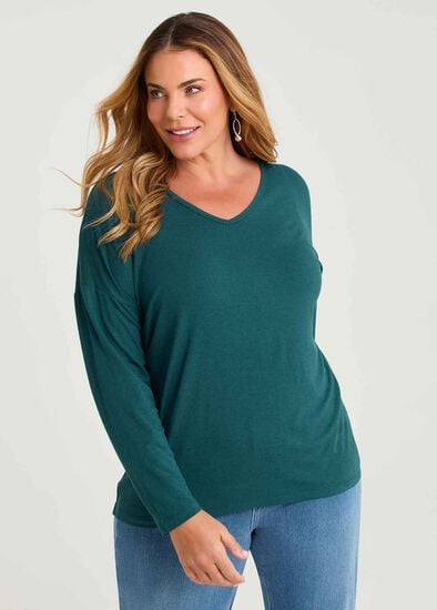 Plus Size Australian Wool Modal V-neck Top