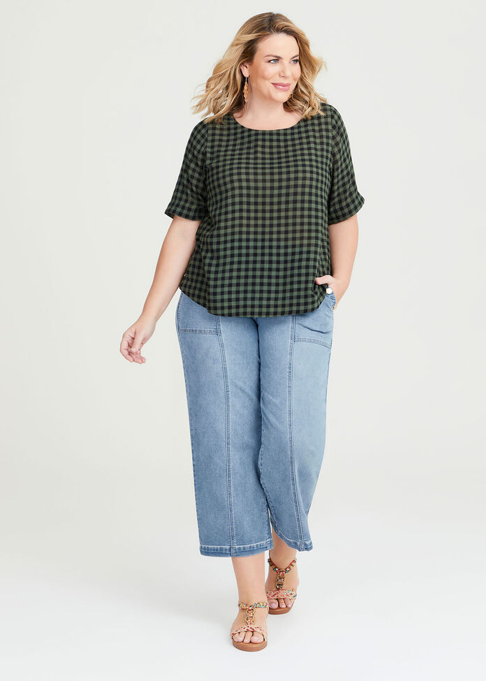 Shop Plus Size Natural Gingham Top in Green | Taking Shape AU