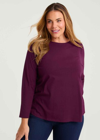 Plus Size Good Earth Cotton Australian Cotton Boat Neck Top
