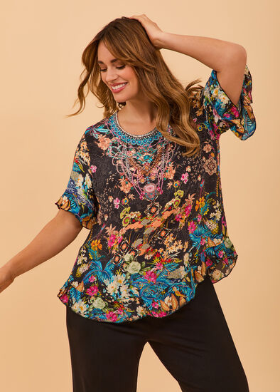 Plus Size Salsa Ruffle Natural Top