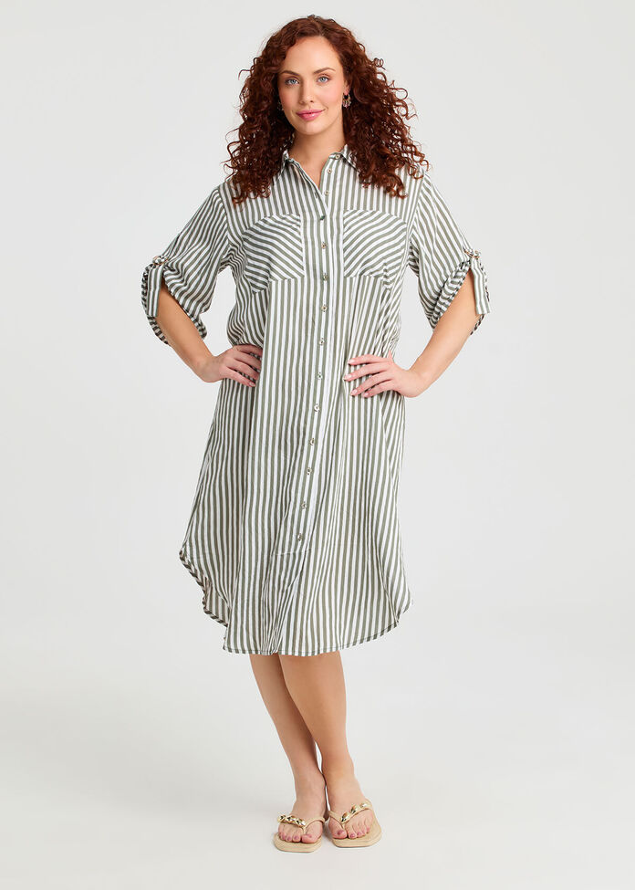 Casual Chic Stripe Shirt Dress, , hi-res