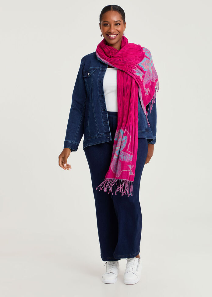 Pink Jacquard Scarf, , hi-res