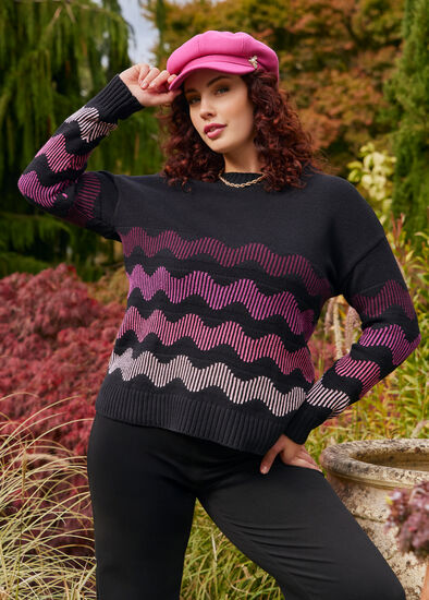 Plus Size Waves Stripe Jumper