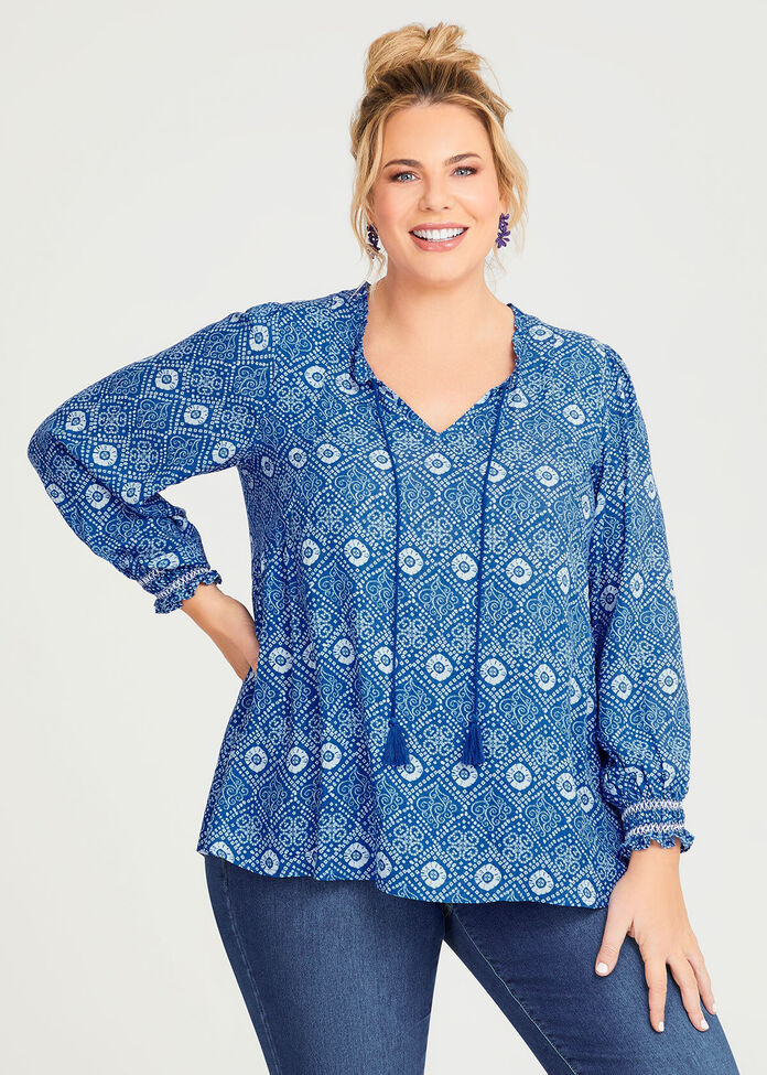 Shop Plus Size Natural Blue Shibori Top in Multi | Taking Shape AU