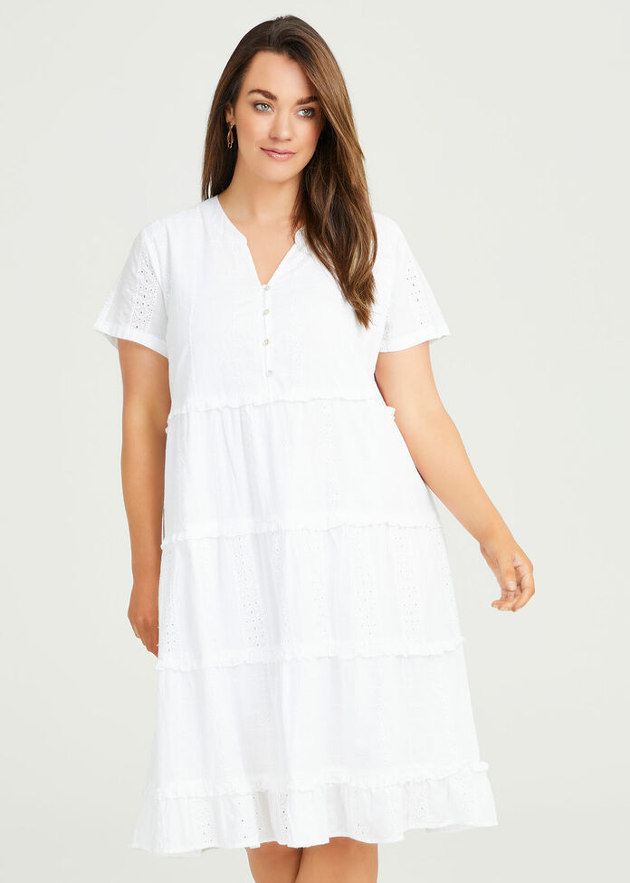 Cotton Broderie Tiered Dress, , hi-res