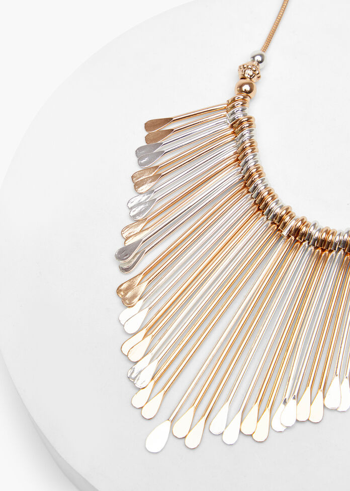Bohemian Two Tone Paddle Necklace, , hi-res