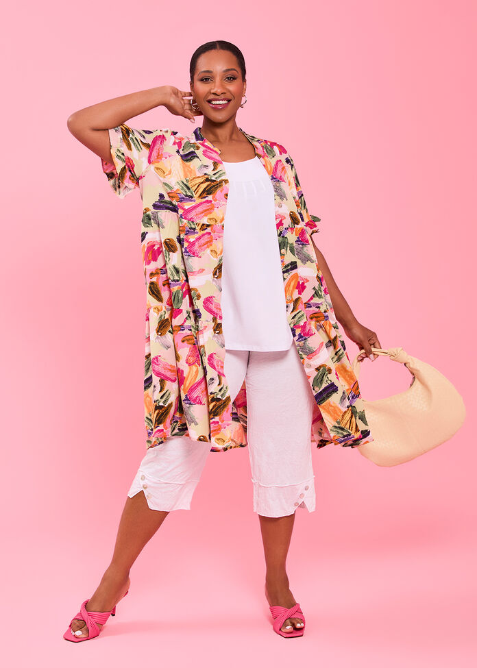 Abstract Tier Shirt Dress, , hi-res