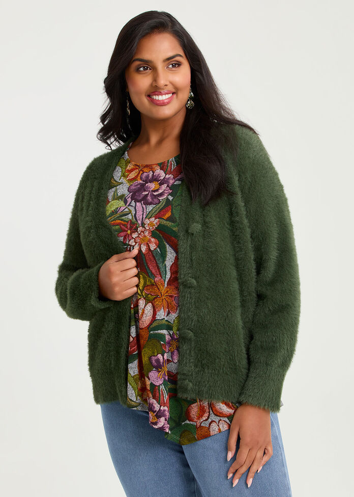 Fluffy Knit Short Cardigan, , hi-res