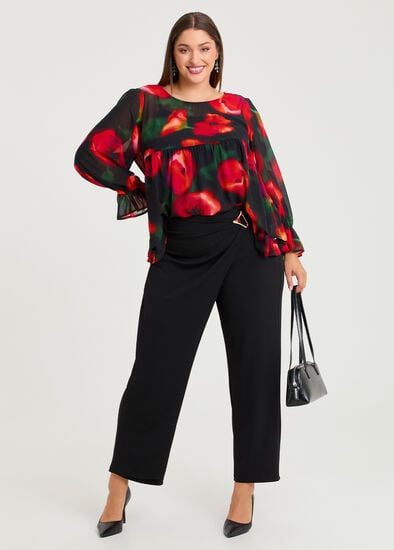 Plus Size Crossover Wrap Event Wide Leg Pant