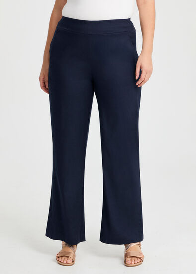 Plus Size Tall Stretch Linen Bea Wide Pant