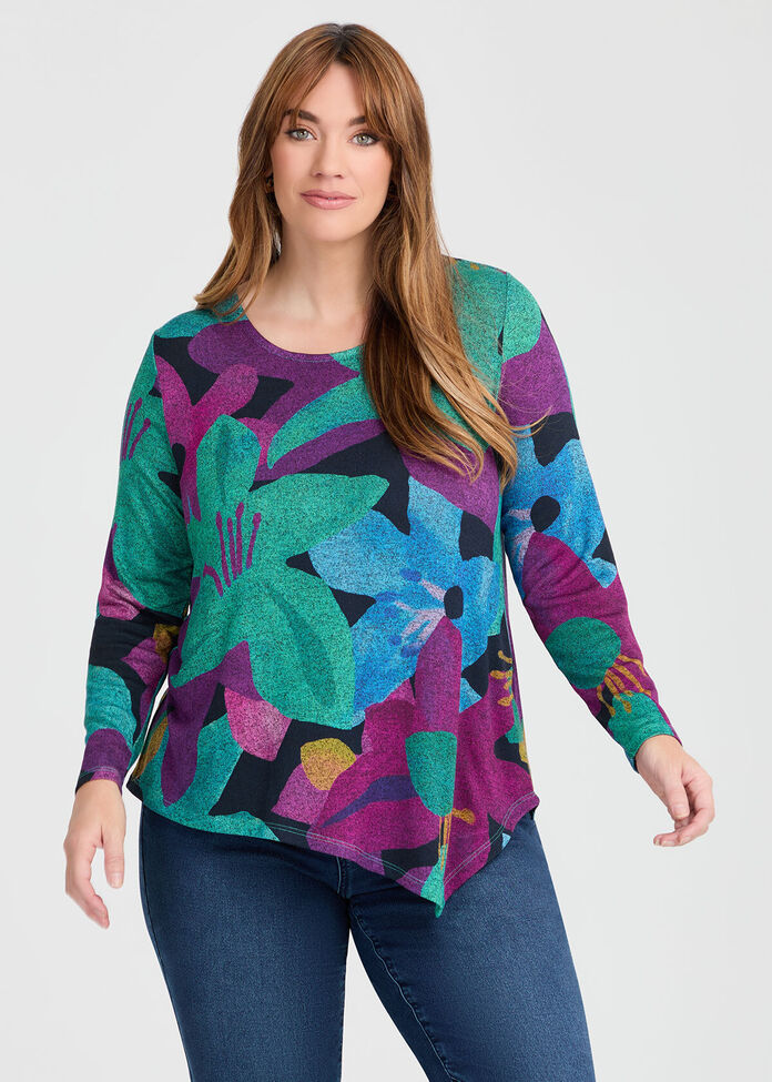 Bamboo Floral Illusion Cosy Top, , hi-res