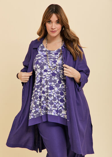 Plus Size Iris Stretch Linen Longline Shirt