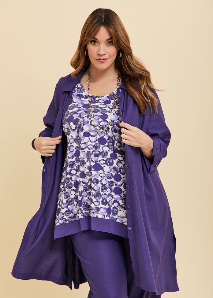 Iris Stretch Linen Longline Shirt, , hi-res
