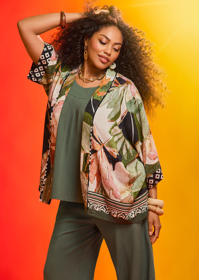 Natural Linden Kimono, , hi-res