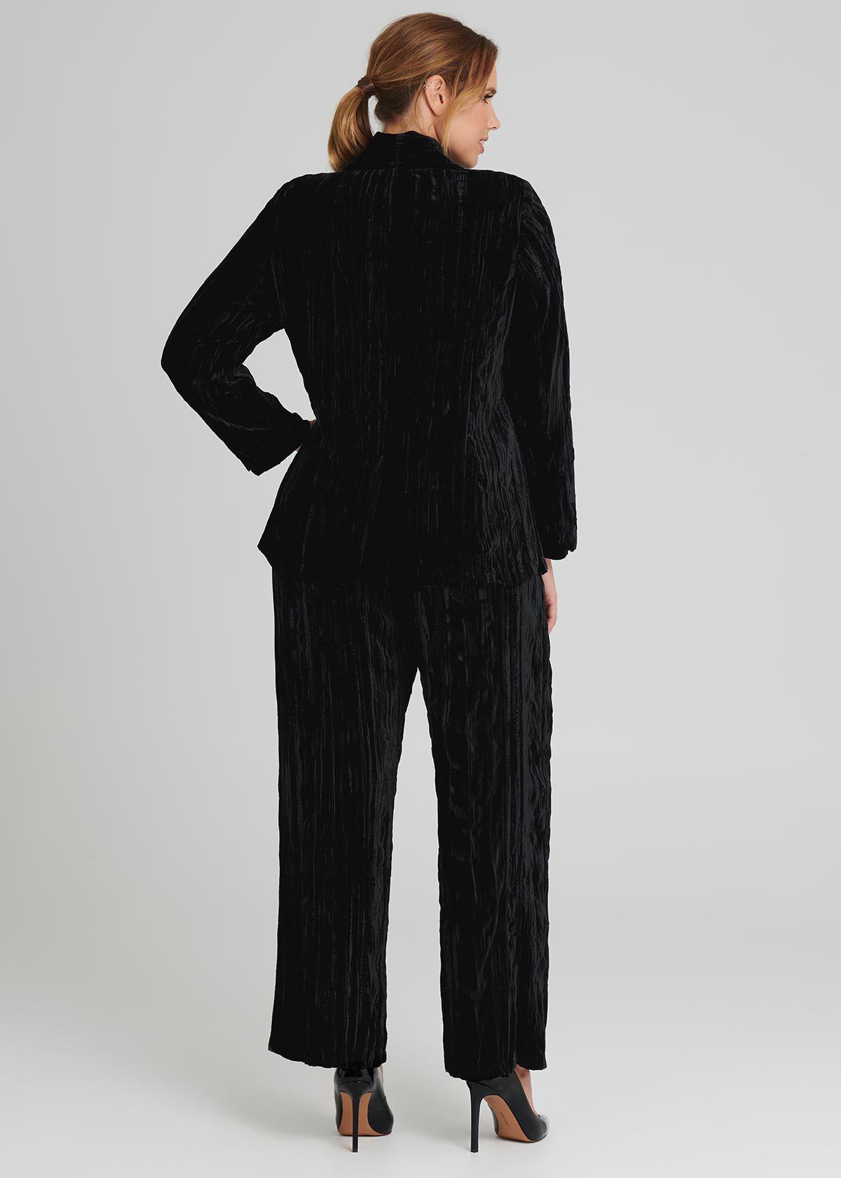 Shop Plus Size Velvet Smoking Jacket in Black Taking Shape US