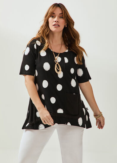 Plus Size Natural Abstract Spot Top