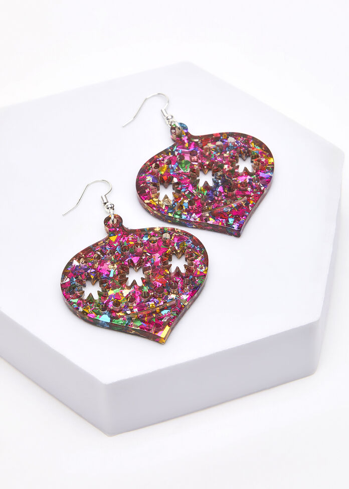 Glitter Xmas Bauble Earrings, , hi-res
