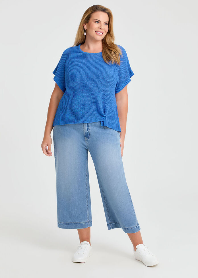 Scoop Neck Drape Knit Top, , hi-res