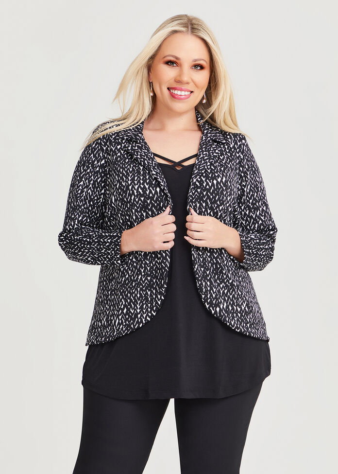 Shop Plus Size Geo Knit Ponte Jacket in Black | Taking Shape AU