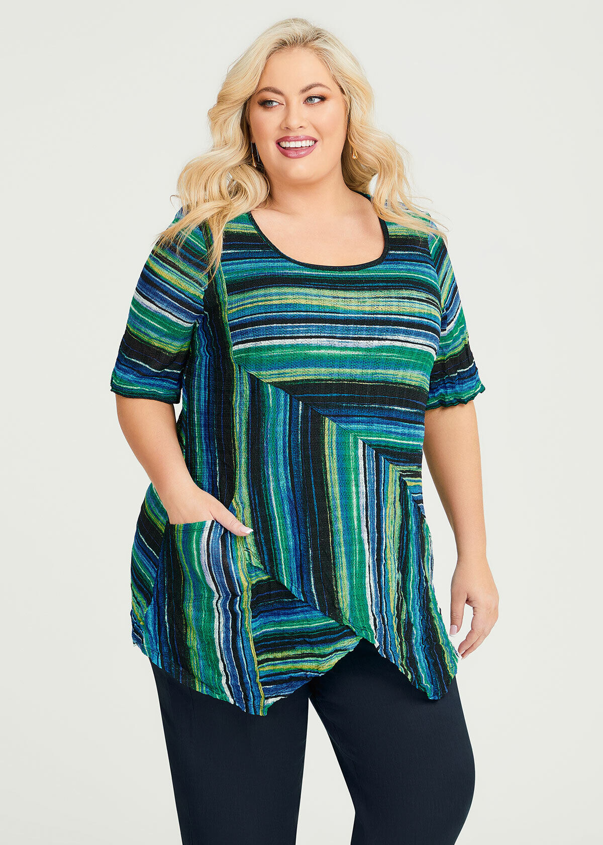 Plus Size Stripe Gauze Top Sizes 12 30 Taking Shape