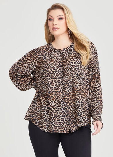 Plus Size Natural Leopard Shirt