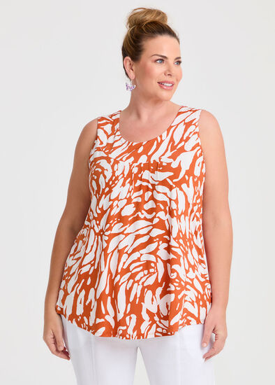 Plus Size Gather Neck Panel Tank