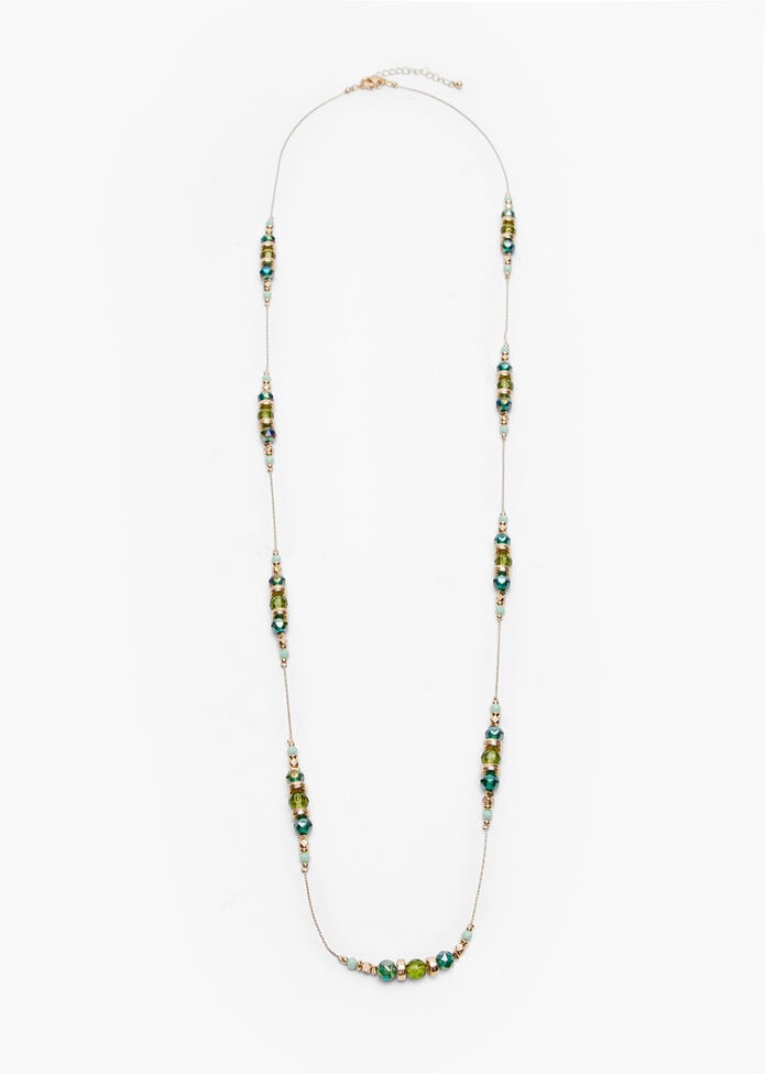 Long Beaded Stationed Necklace, , hi-res