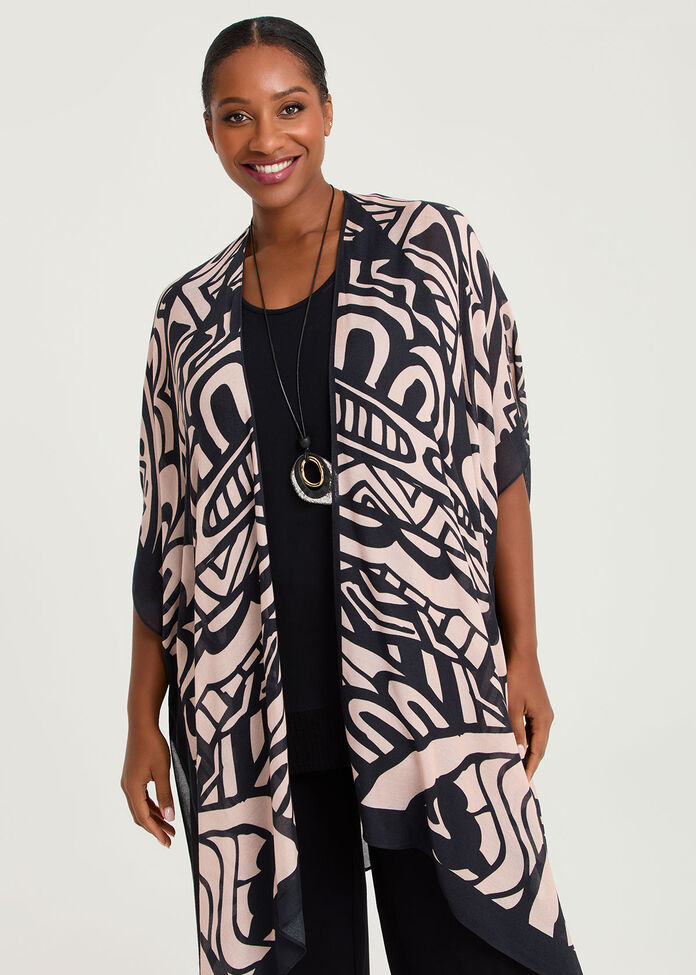 Abstract Print Cape Kimono, MULTI, hi-res