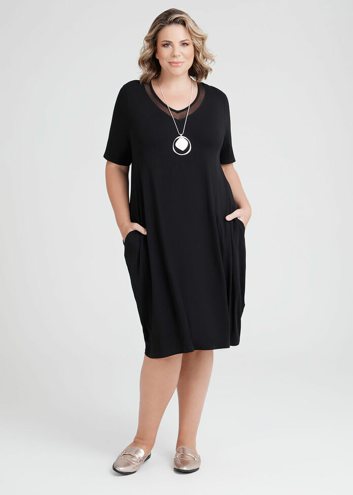 Shop Plus Size Bamboo Breezy Short Slv Dress in Black | Sizes 12-30 ...