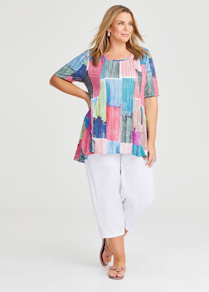 Peplum Bamboo Foil Crush Top, , hi-res