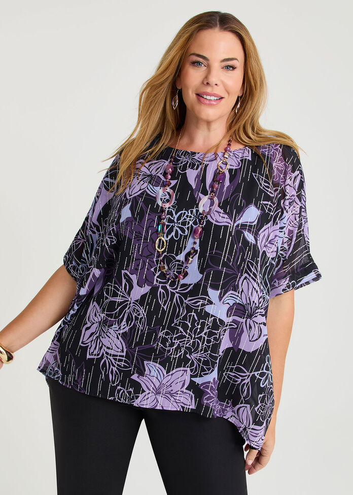 Artemis Foil Chiffon Top, , hi-res