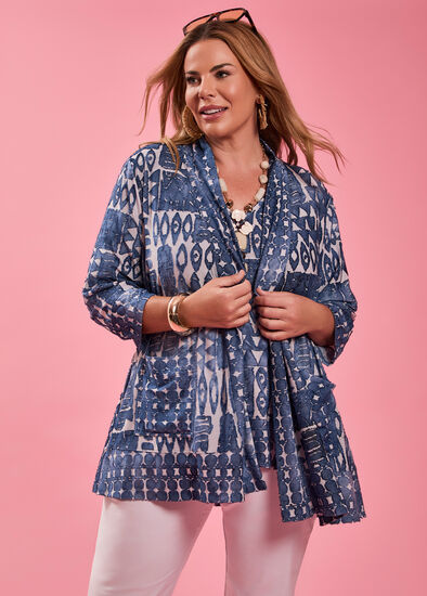 Plus Size Aztec Burnout Cardigan