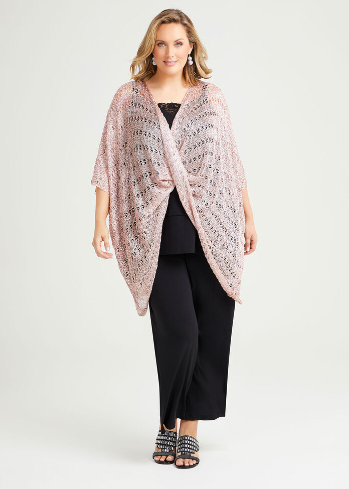 Rose Gold Twist Front Poncho, , hi-res