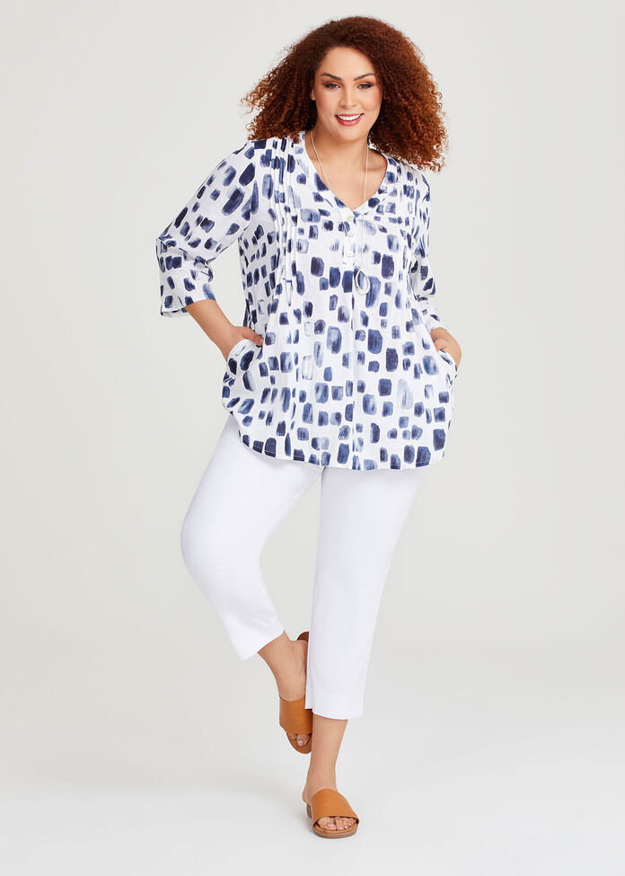 Spot Linen Blend Top, , hi-res