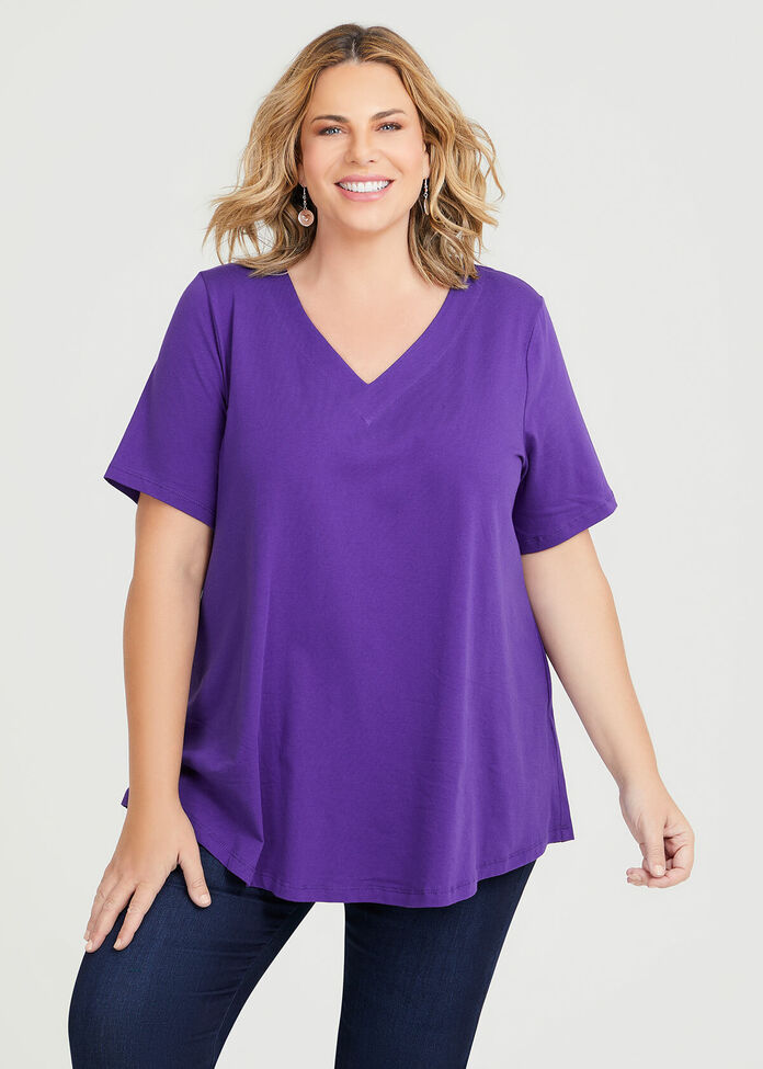 Organic V-neck Swing Basic Tee, , hi-res