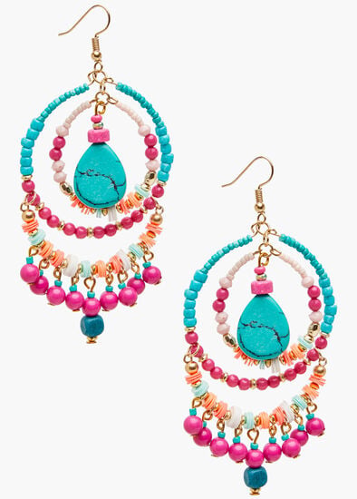 Beaded Big Hoop Earrings